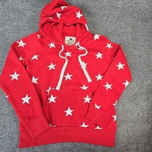 Reflex Hoodie Sweatshirt Womens Medium Red Star Print Pullover Soft Fleece